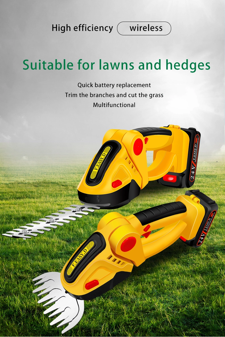 24V Garden Hedge Trimmer Mini Electric Cordless Battery Grass Shear Grass Cutter