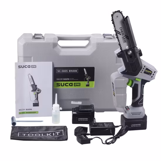 Hochwertige 5-Zoll-tragbare elektrische Lithium-Batterie-Kettensäge Mini-Hochentaster Akku-Elektrokettensäge zum Holzschneiden